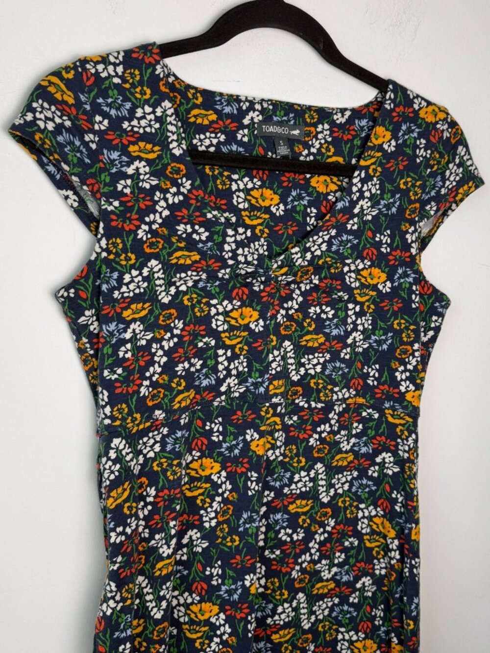Toad & Co Rosemarie Dress Navy Ditsy Floral Size S Casual Boho Travel